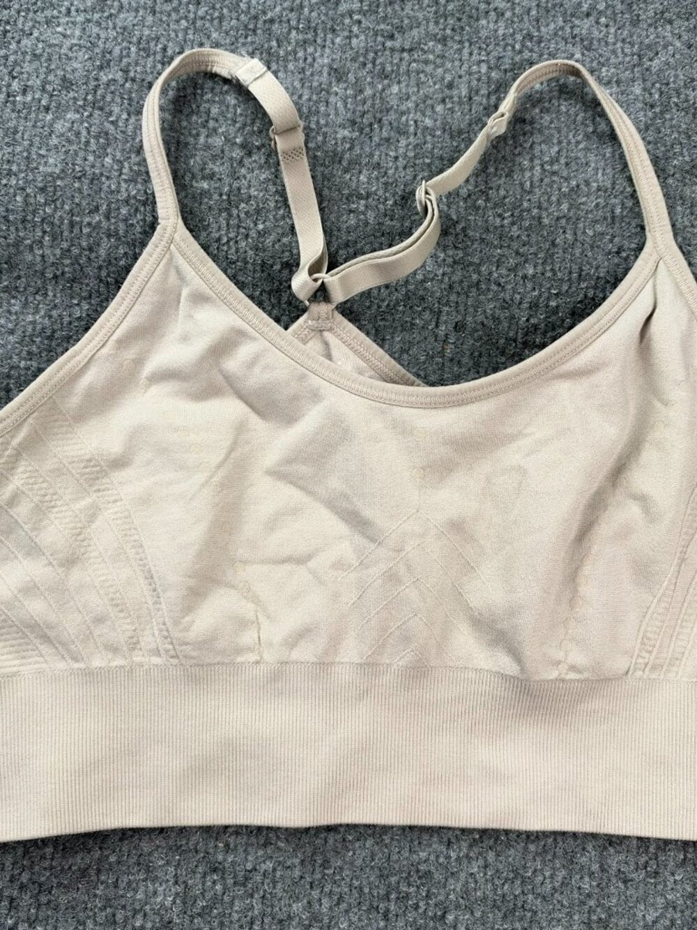 Pro-Fit Seamless Bralette Womens Medium Beige Wirefree Lounge Bra Adjustable RN